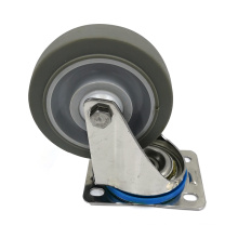 75 100 125mm Swivel Plate TPR Castor Cart Wheels Stainless Steel 304 Casters